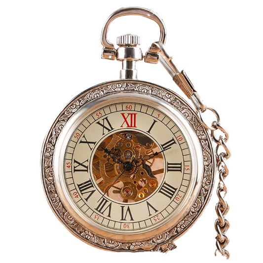 Carved mechanical pocket watch